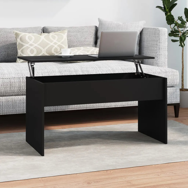 Husnaa Lift Top Sled Coffee Table with Storage, Black
