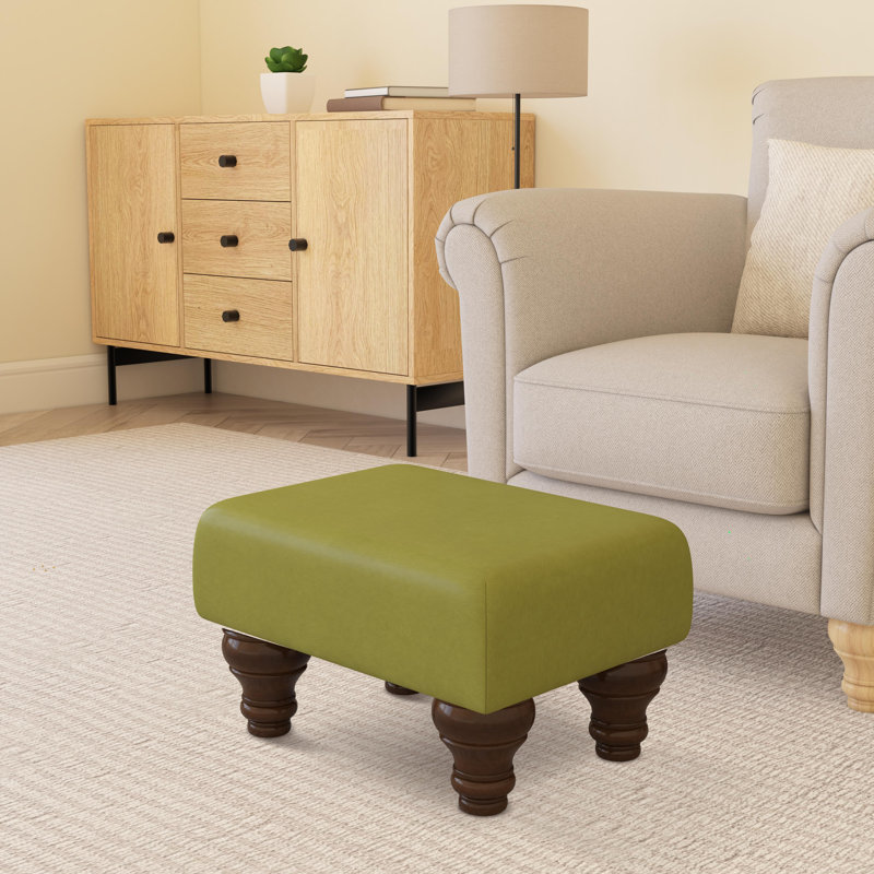 Acierno Natural Wood Turned Leg - Faux Leather, Lime Green, Brown