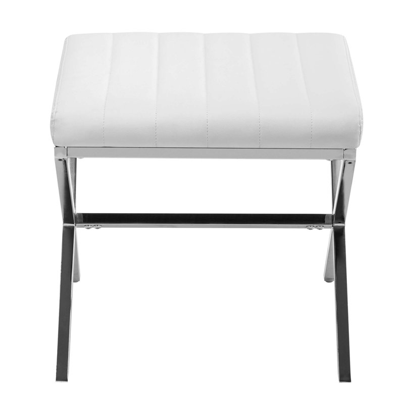 Armgard Metal Accent Stool, White, Chromium