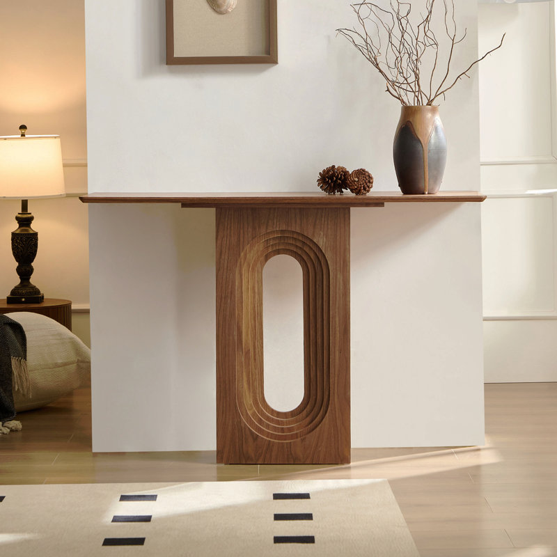 Console étroite avec design bouclé unique, Noyer
