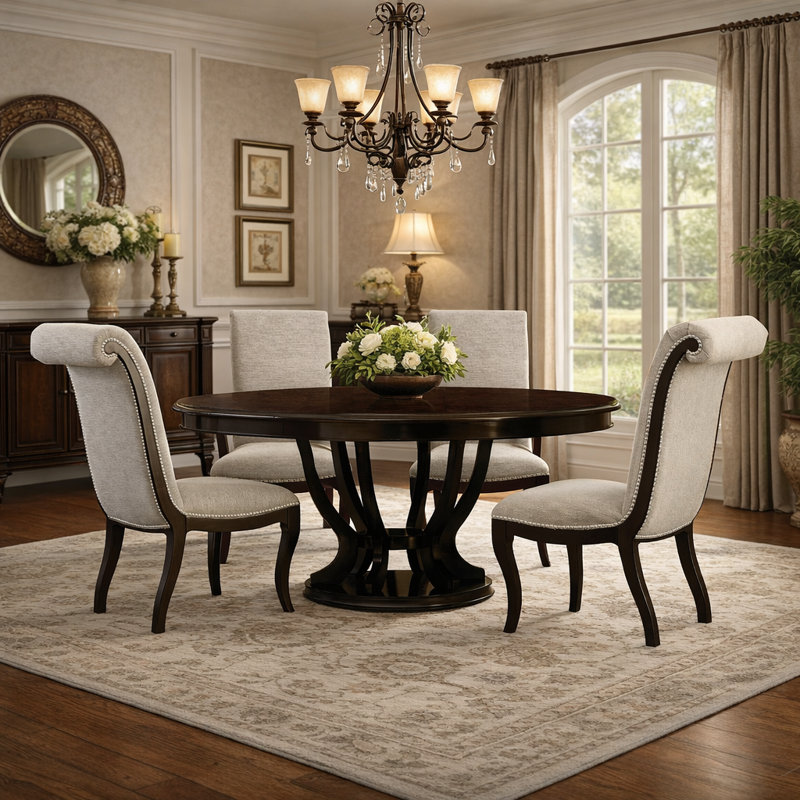 Dows 5-Piece Dining Set for 4— Round Table · 4 Side Chairs, 5 Pieces: Table, 4 Chairs