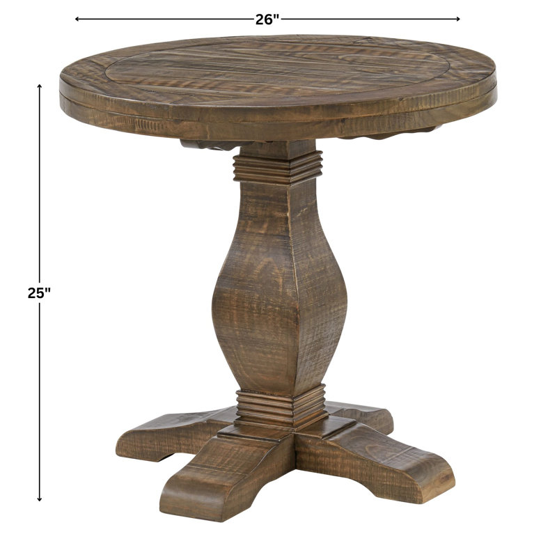 Sarcoline Solid Wood Round Pedestal End Table, Reclaimed Natural