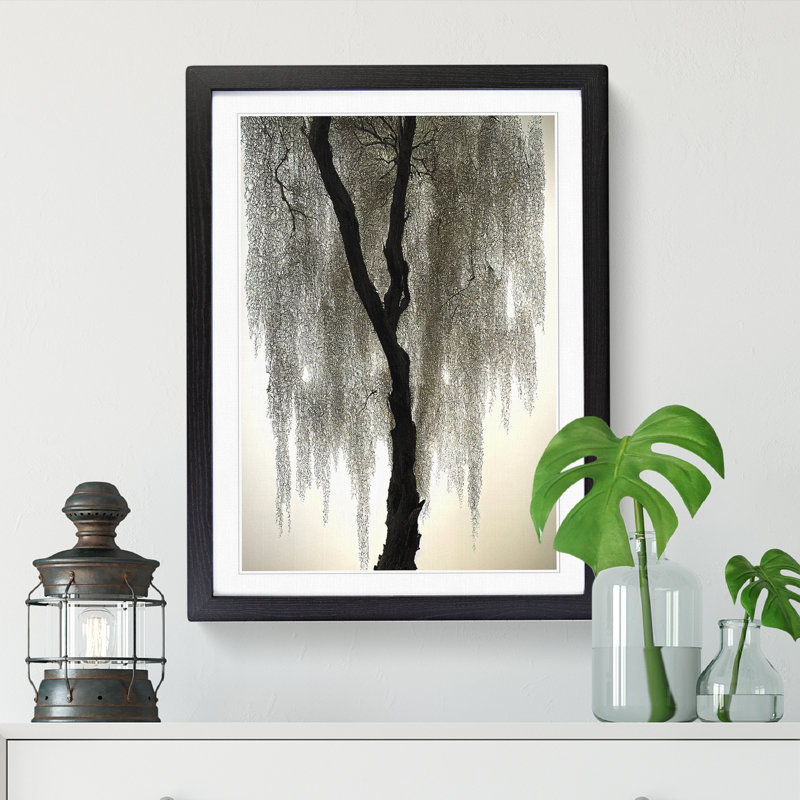 Weeping Willow Tree Art Vol.2 - Picture Frame Print, 64cm H x 46cm W x 2cm D, Oak