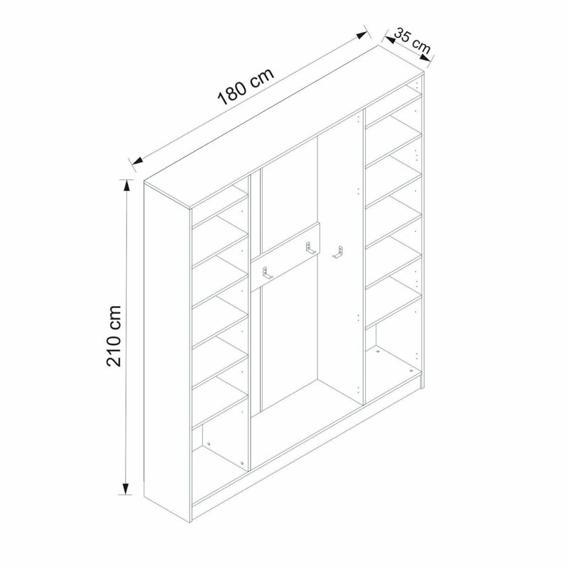 Modern Hall Stand, Walnut Color, 70.9 x 82.7 x 13.8 inches | 100% Melamine Coated Particle Board, Thickness: 0.7 inches | Stylish Storage Solution for Home Entryway, Durable & Elegant Design
