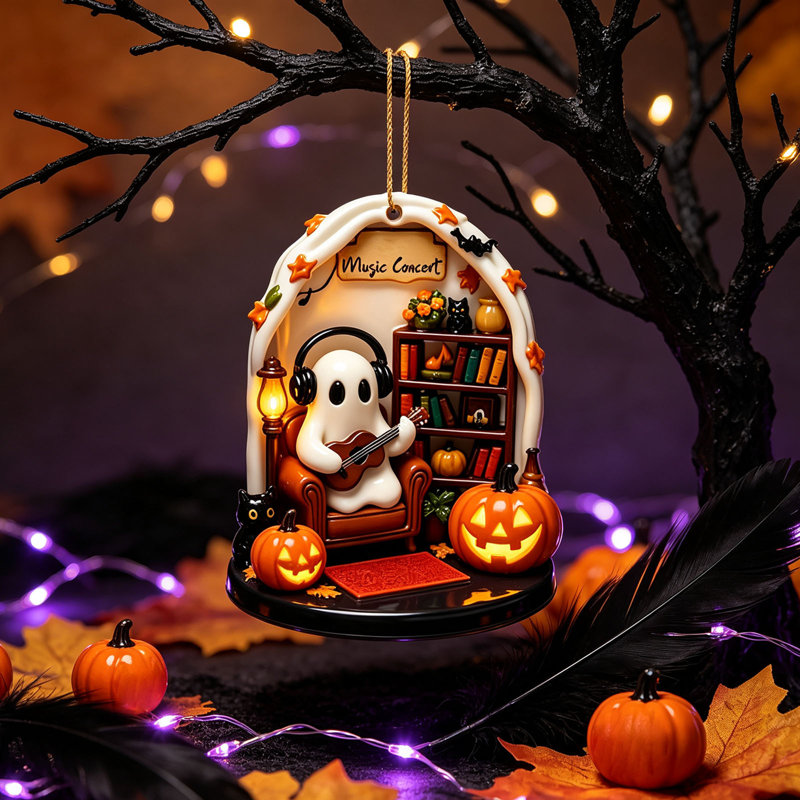 Décoration d'Halloween Coin lecture mignonne d'Halloween Pendentif décoratif Tableau acrylique, E