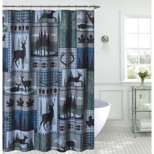 Farmhouse Rustic Deer Small Shower Stall Curtain Size 36 x 72, Forest  Woodland Cabin Narrow Stand up Shower Curtains for Bathroom Decor Polyester  Fabric Set 