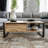 Modern Coffee Table with Drawer, Atlantic Pine & Black, 41.3 x 15.7 x 21.7 inches | 100% Melamine Coated Particle Board & Metal Frame | Stylish Industrial Design, Perfect for Living Room & Home Office Spaces