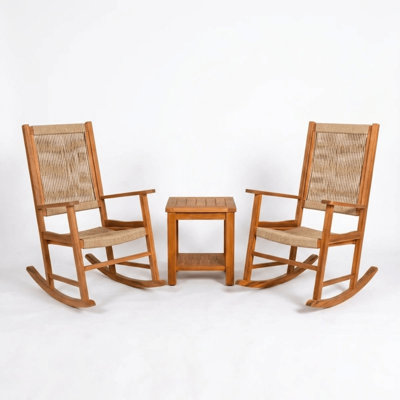 Ensemble de conversation avec chaise berçante Hudson, cordes beiges