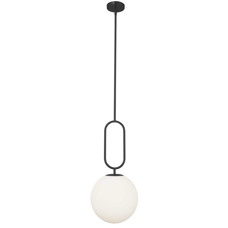 Luminaire suspendu à 1 lumière Oswell, Noir mat