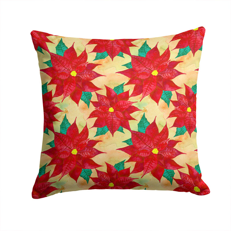 Coussin décoratif d’extérieur poinsetta christmas, 14 po x 14 po