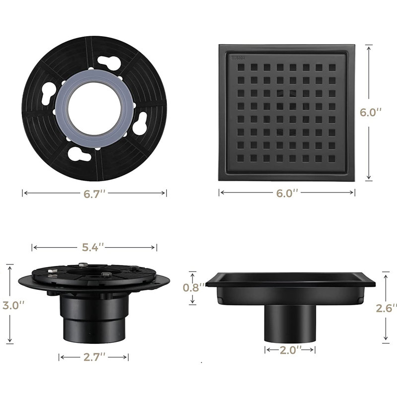 6'' W Tile-In, Black