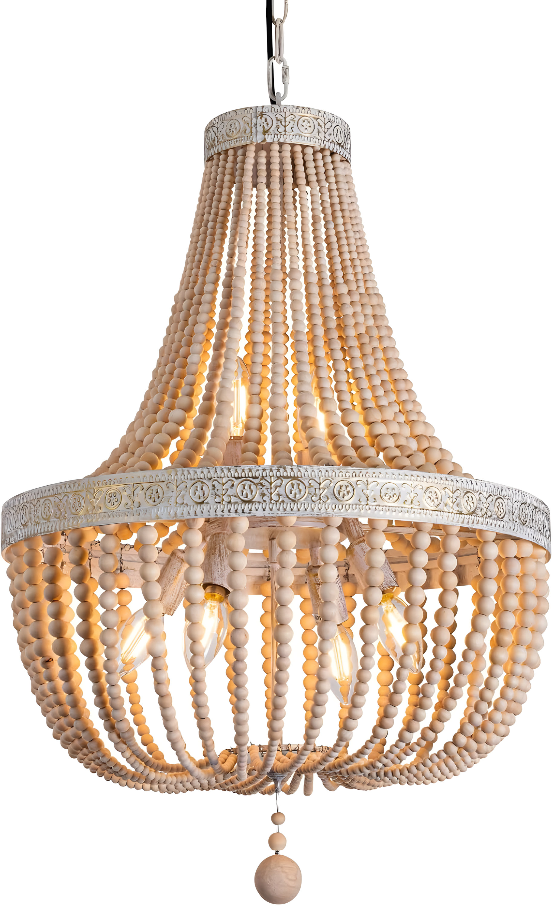 Farmhouse Wood Beaded Chandeliernull