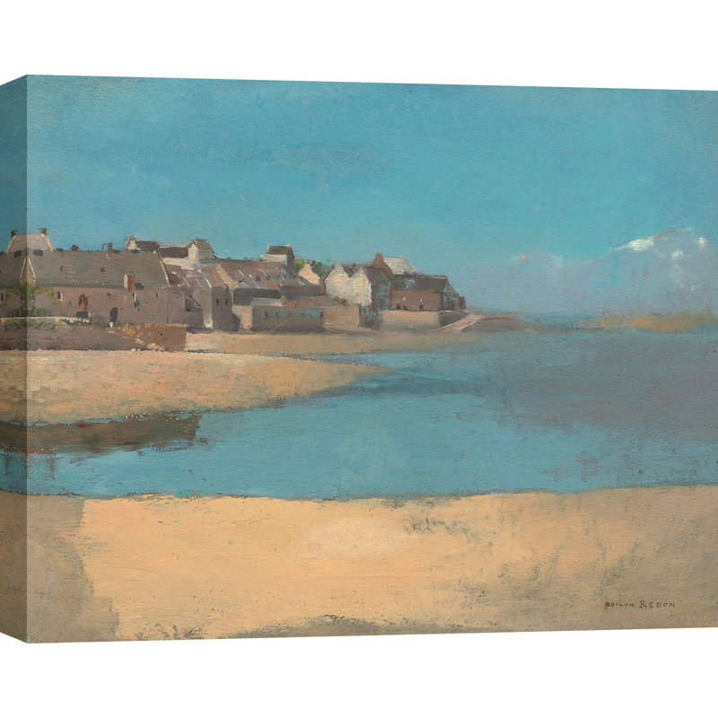 Village By The Sea In Brittany by Odilon Redon - No Frame Print on Canvas, 70cm H x 100cm W x 4cm D