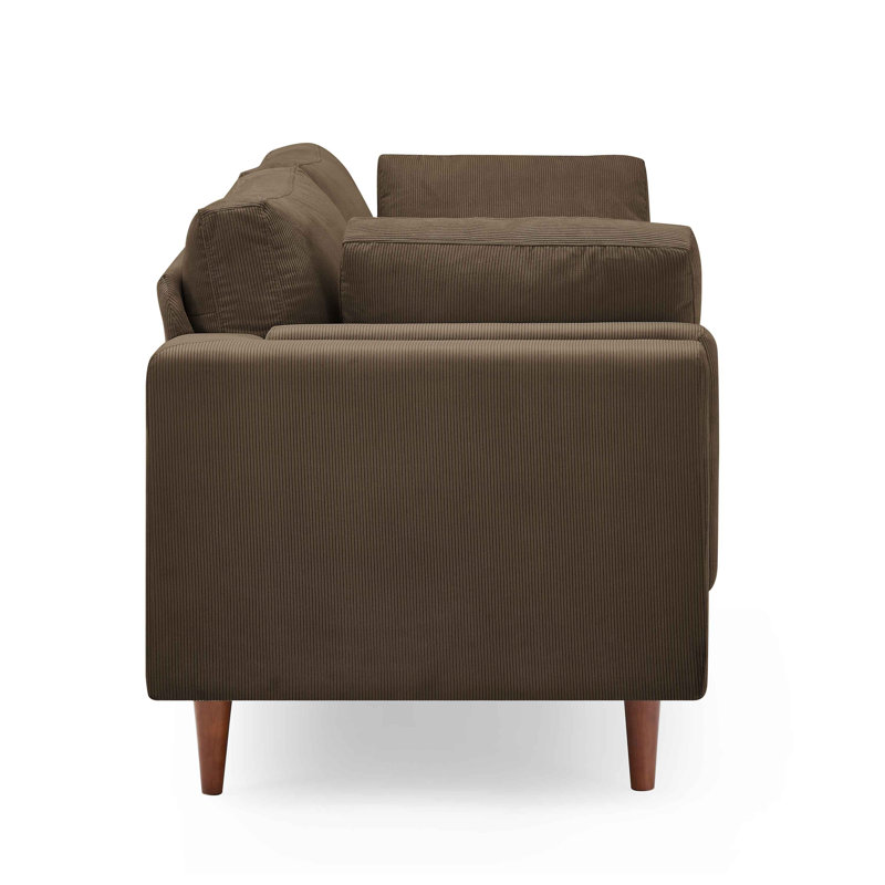 Kraz 215.9Cm Square Arms Sofa, Brown Corduroy