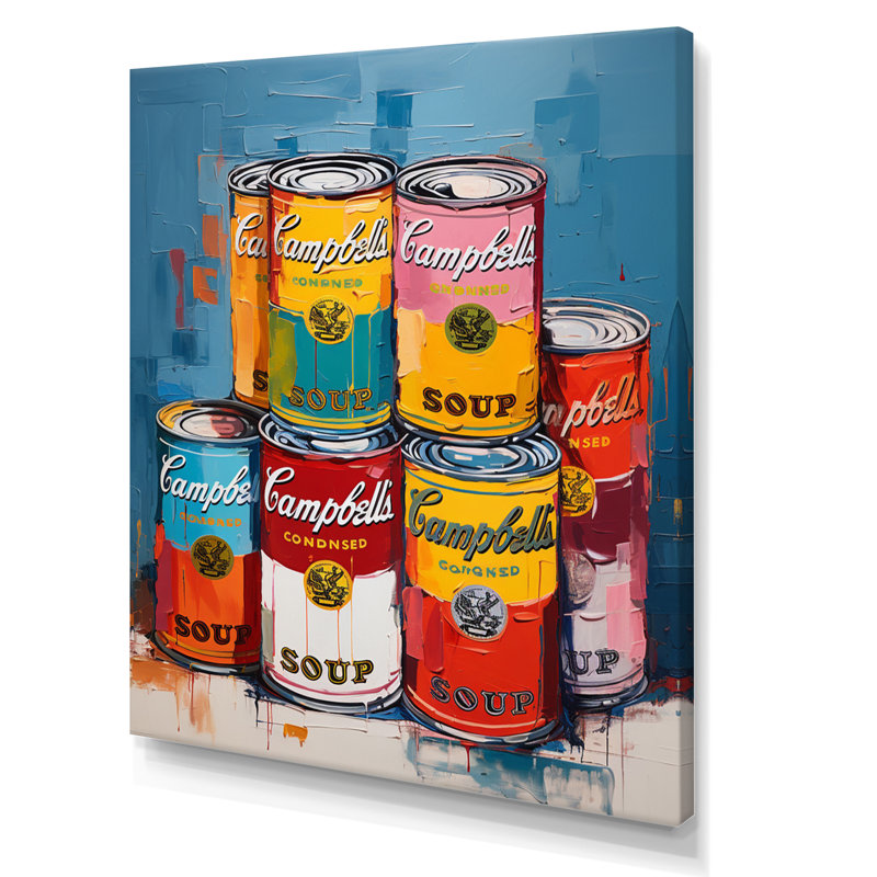 Pop Art Campbells Soup I - Modern Canvas Art Print, 32" H x 16" W x 1" D, Wrapped Canvas