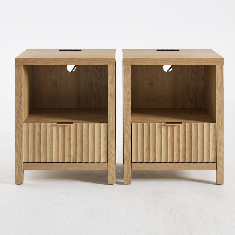 Arrilla 25'' Tall 1- Drawer Nightstand（Set Of 2）, Sand Oak