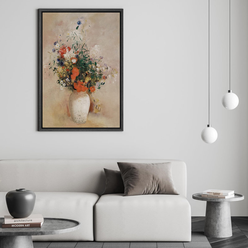 Ensoleillé, jardin, fleurs, vase, impressionniste, floral, illustrations, rustique, campagne française, Noir