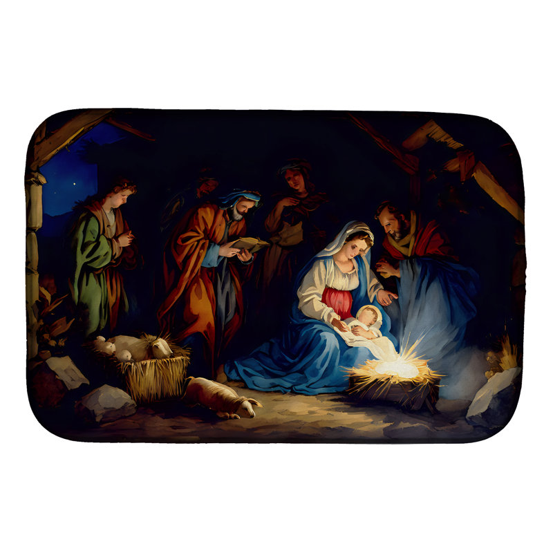 Christmas Nativity Scene Dish Drying Mat