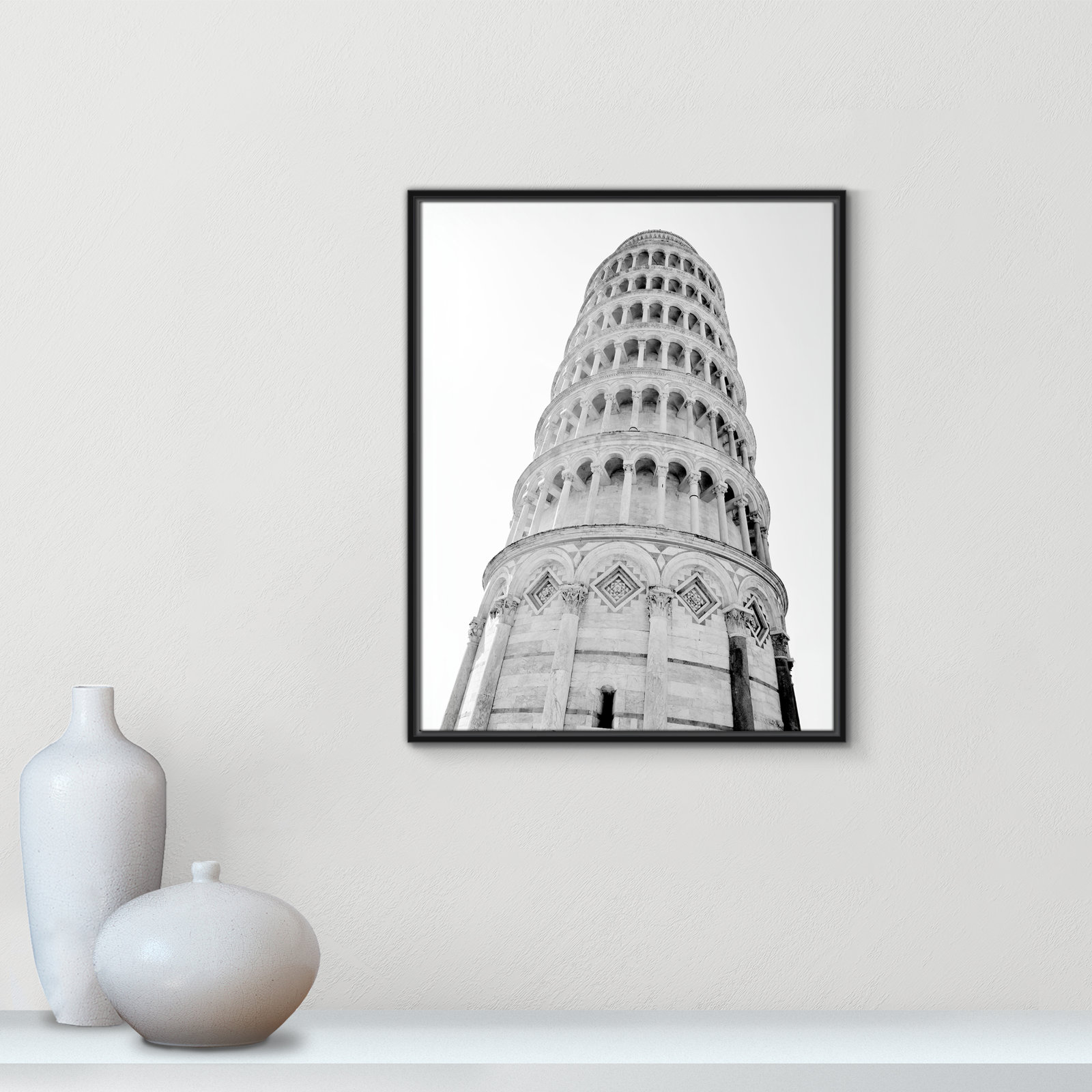 Iconic City Collection "Pisa" Print by Natalie Carpentieri, Black Floater Frame, No, 29.5" H x 23.5" W x 2" D