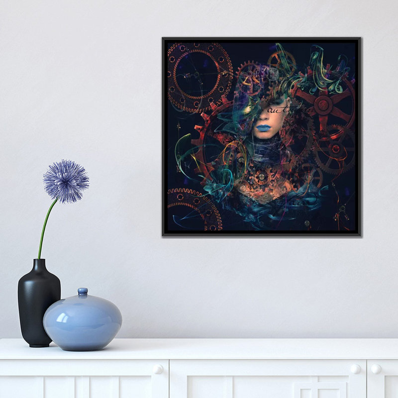 " Reincarnation " by Natalia Simongulashvili, 18" H x 18" W x 1.5" D, Black Floater Framed Canvas, No Mat