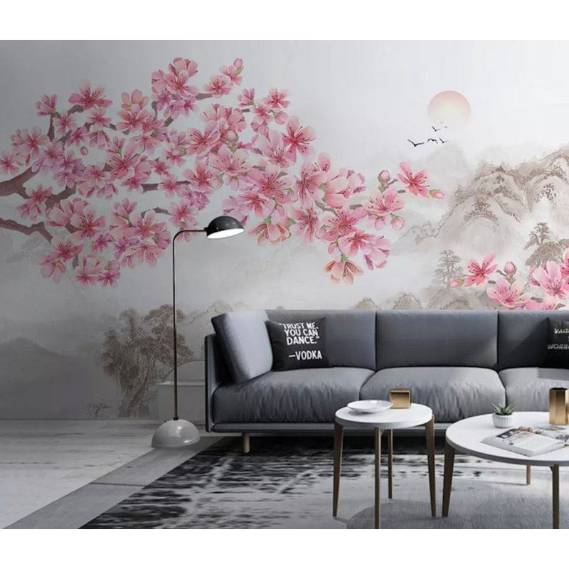 Papier peint amovible floral, L 35,04 po x l 55 po