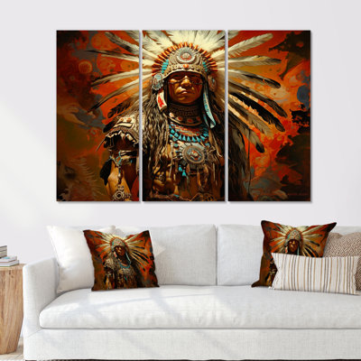 Native Art Traditional Warrior II - Ensemble d'art mural amérindien