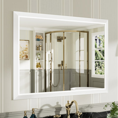 Modern & Contemporary Beveled Metal Framed Rectangular/Square Bathroom Vanity Mirrors with HD Tempered Glass
