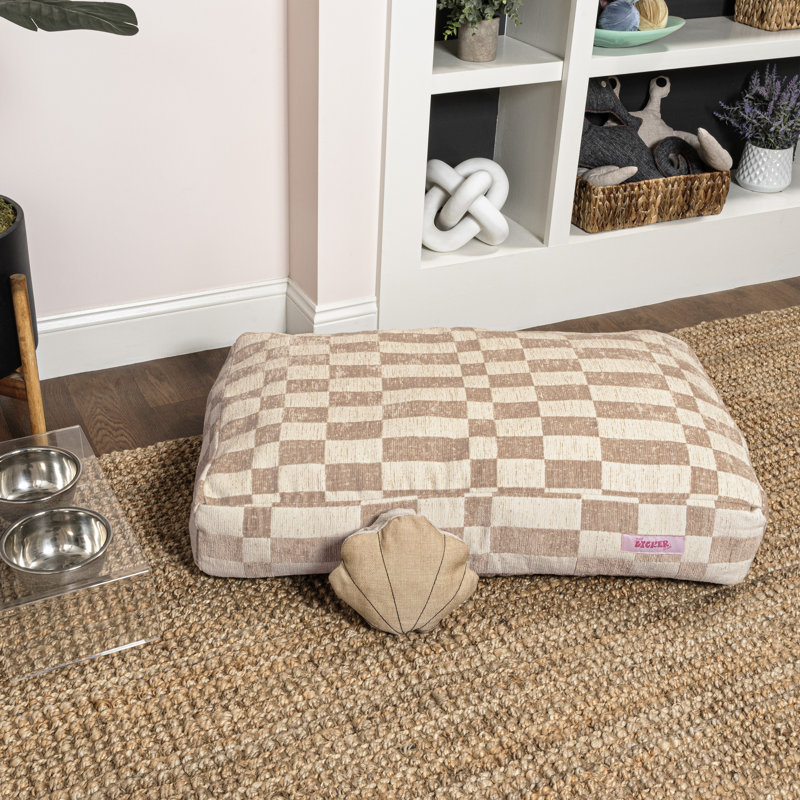 Medium Beige and Cream Polyester Bolster Pet Bed