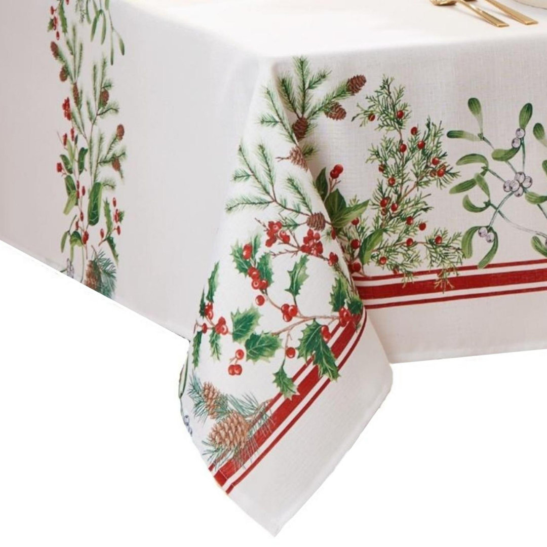 Daeshun Winter Holiday Berry Fabric Tablecloth The Holiday Aisle® 