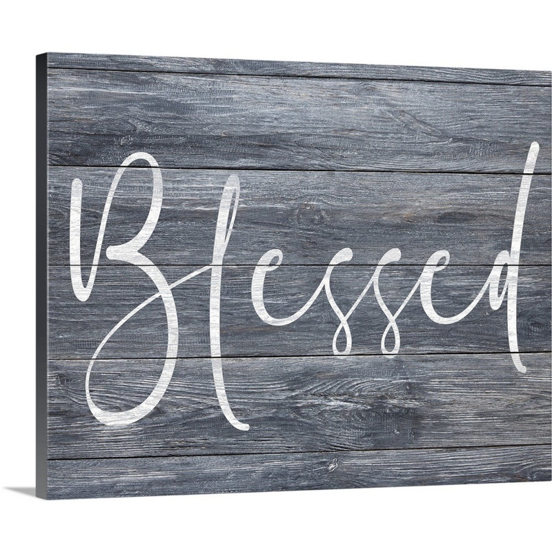 " Family Quotes - Blessed Gray ", Wrapped Canvas, 24" H x 30" W x 1.25" D