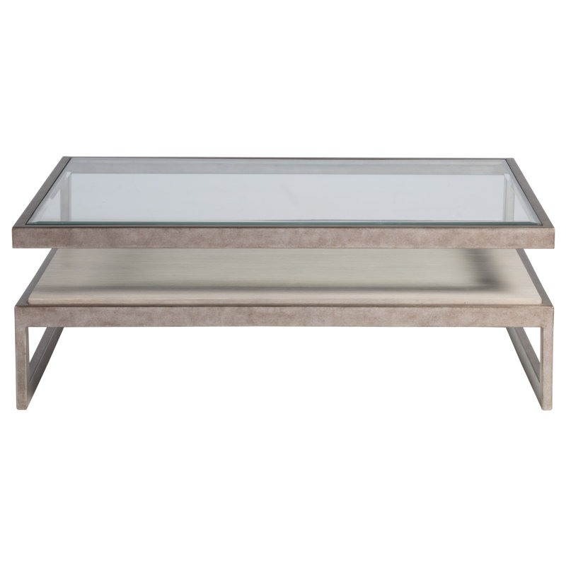 Contemporary Silver Leaf & Wire-Brushed Oak Cocktail Table