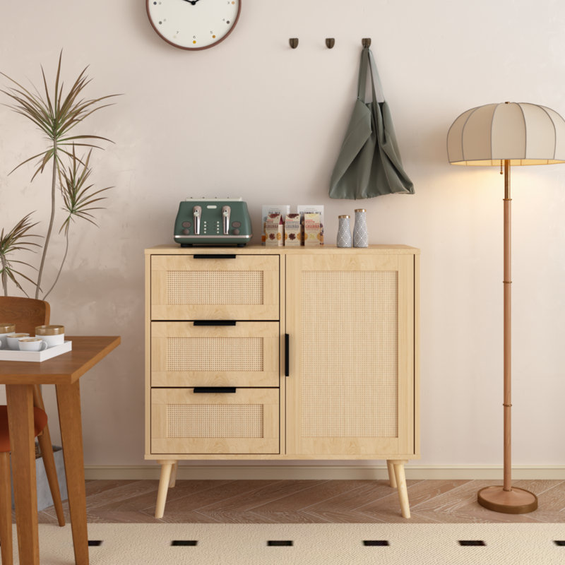 Armoire de rangement moderne en bois de rotin pour chambre à coucher