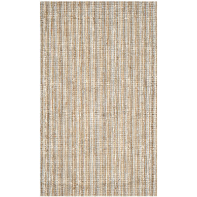 Alda Gray Natural Hand-Woven Striped Jute Rug