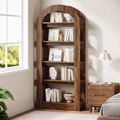 5-Tier 70.9" Tall Arched Bookcase, Modern Open Bookshelf For Home Office, Bedroom, Living Room