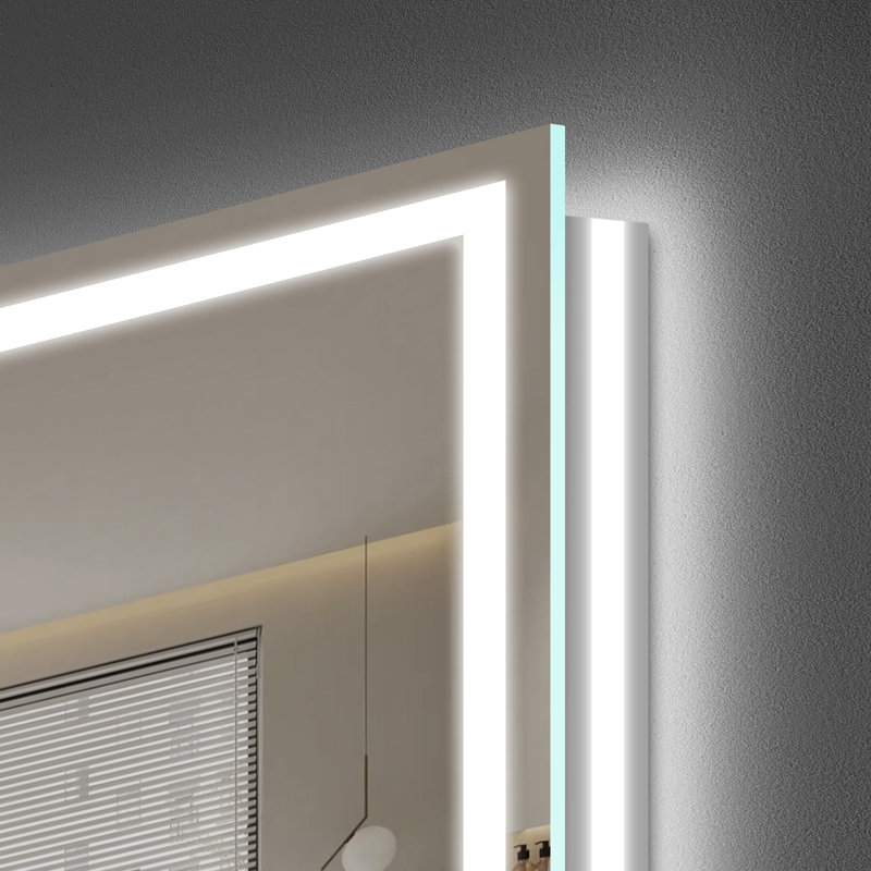 LED Bathroom Vanity Mirror 3 Color Dimmable Anti Fog LED Bathroom Mirror Frontlit & Backlit LED Wall Mirror, 40" x 24"
