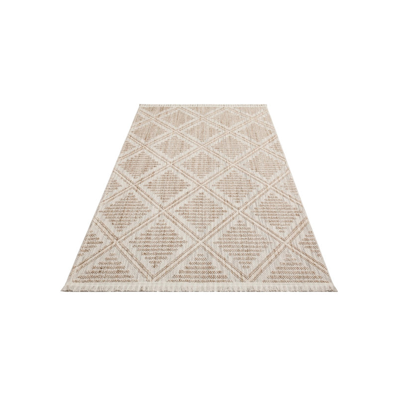 Elegant Machine-Woven Carpet, 4 ft x 6 ft, 100% Polyester, No Pile, Flat Weave | Grey & Beige | 1950 g/m² | Easy to Clean with Vacuum & Spot Remover | Perfect for Living Room & Bedroom Décor