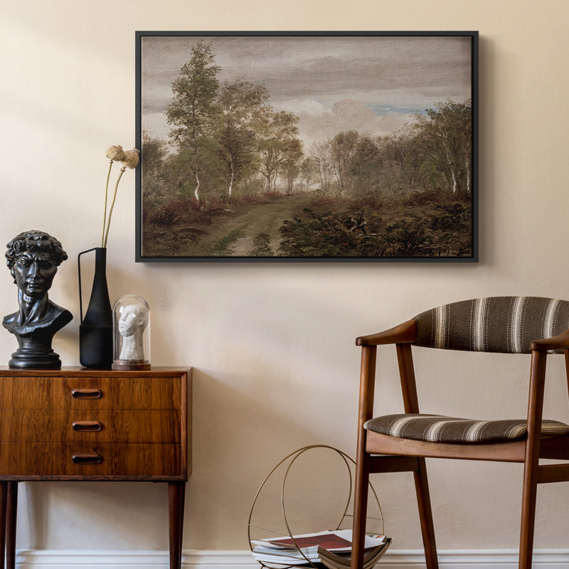 Paysage rétro-CCVXV, Toile avec cadre flottant noir, H 17 po x l 25 po x P 2 po
