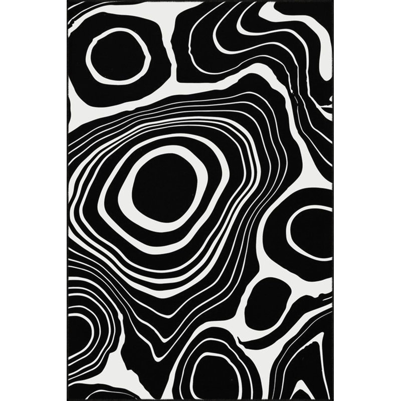 Tapis noir à motif décoratif moderne à motif infini noir, Sous-tapis rectangulaire 2 pi 4 po x 3 pi 11 po