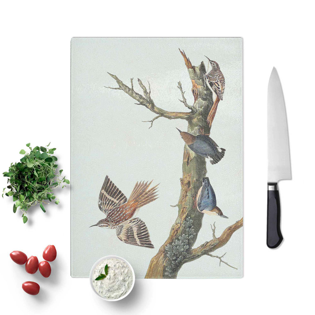 Tempered Glass Nuthatch and Creeper Birds by John James Audubon Chopping Board