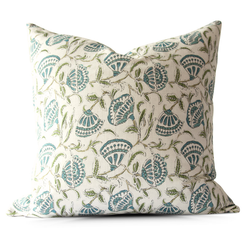 Housse de coussin Bodhi bleue à motif floral, 56 x 56 cm, Carré 22 po, Bodhi Blue