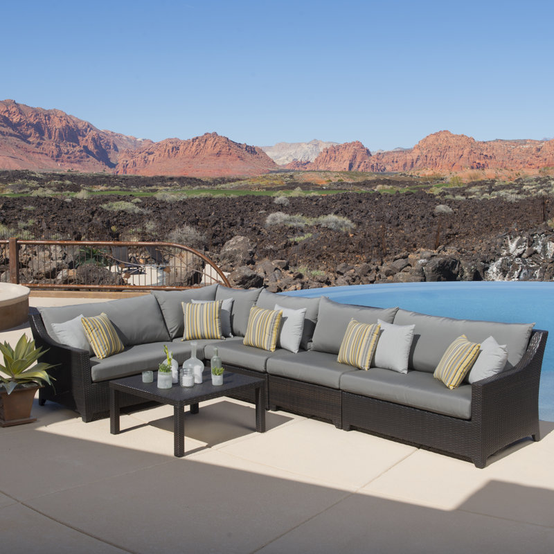 Deco 6 Piece Setting Group with Cushions, Charcoal Grey Sunbrella®