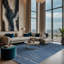 Tapis bleu lavable à la machine-630379891