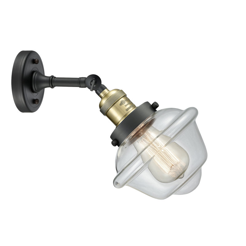 Applique murale de salle de bain 1 lumière à intensité variable Gaspard, Ampoule incandescente rétro de 60 watts, Transparent