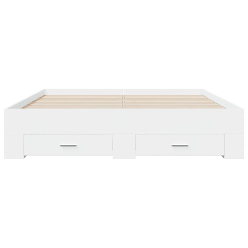 Vidaxl Bed Frame With Drawers Engineered Wood, European Double (140 x 200cm), White