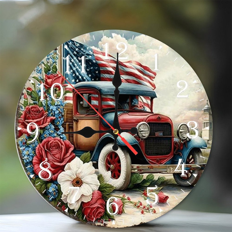 Horloge murale en bois 10 po, mouvement silencieux, à piles (piles AA non incluses), décor artistique, parfait pour les décorations