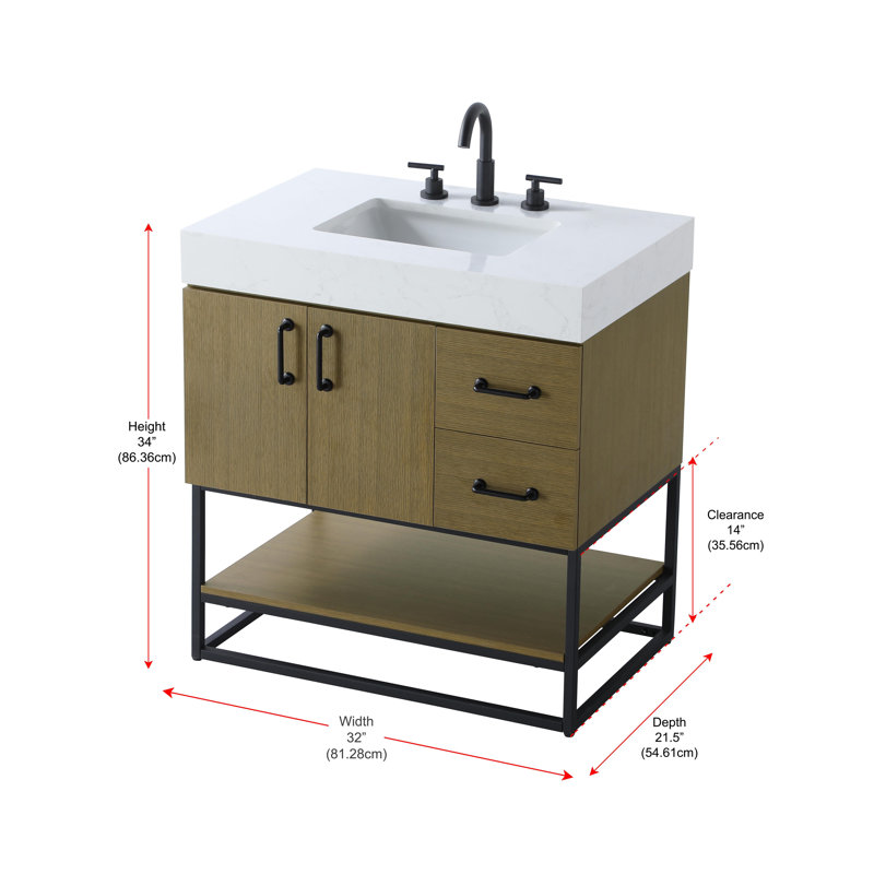 Chestnut Brown Single Vanity with Engineered Marble Top