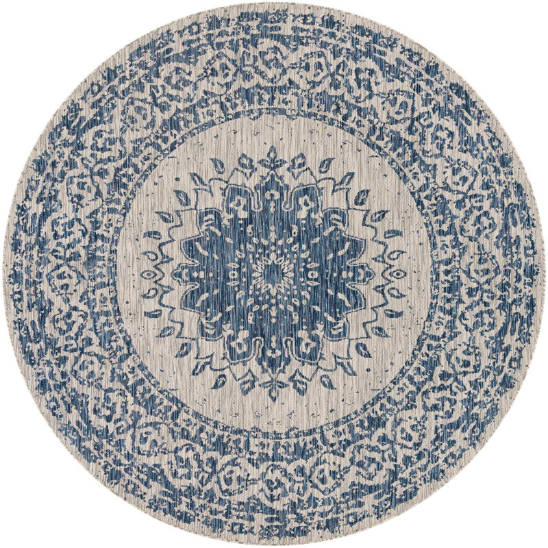 Tapis bleu Contemporary Hitchens, Rond 7 pi 10 po