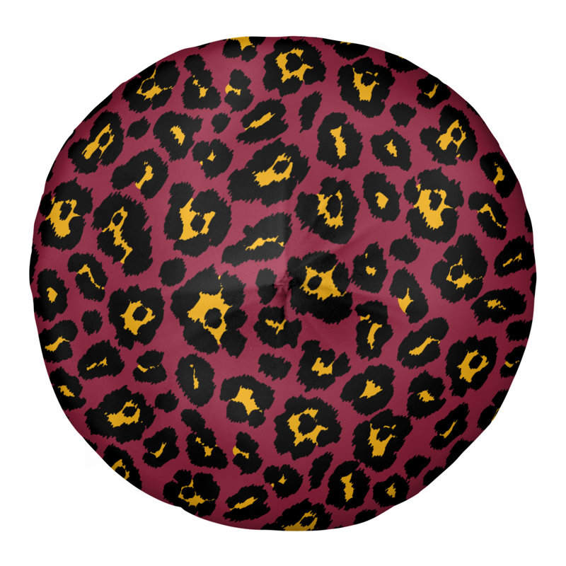 Housse et insert de coussin touffeté rond, Rouge / Noir / Jaune, H 26 po x l 26 po x P 4 po