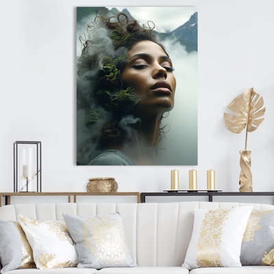 " Double Exposure Woman And Mountain Echoes III "