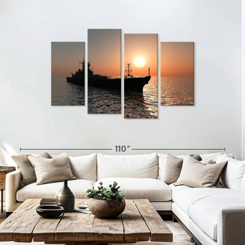 Mait Naval Ship At Sunset, 48" H x 75" W